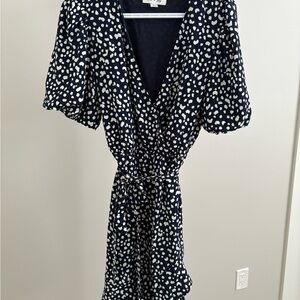 She + Sky - Navy and White Polka Dot Dress - Medium